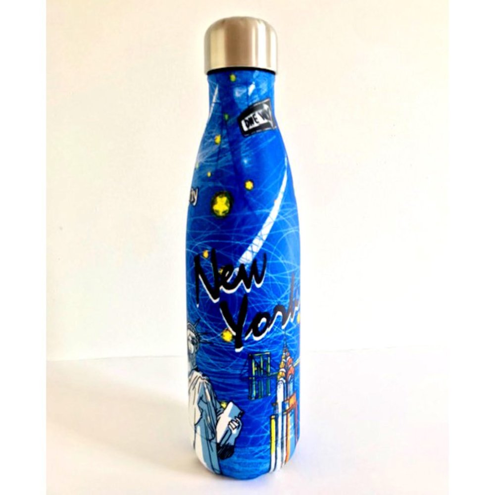 New York Collectible Souvenir Gift Stainless Thermal Water Cup Bottle - Blue